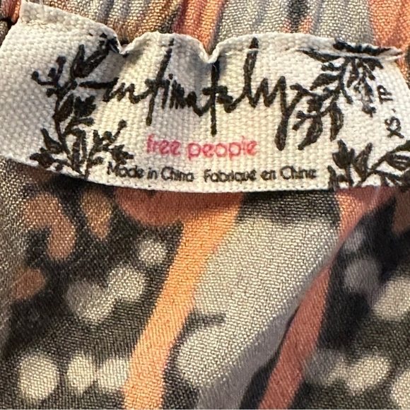 Free People Cropped Boho Flounce Ruffle Strapless Tube Top XS Black Coral Grey - Picture 12 of 14